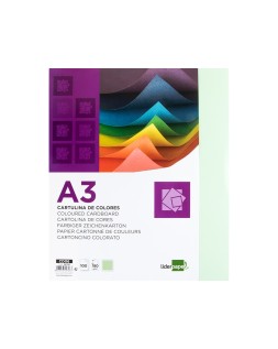 Cartulina liderpapel a3 180g/m2 verde paquete de 100 hojas