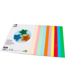 Cartulina liderpapel a4 180g/m2 10 colores surtidos paquete de 100 hojas