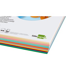 Cartulina liderpapel a4 180g/m2 10 colores surtidos paquete de 100 hojas