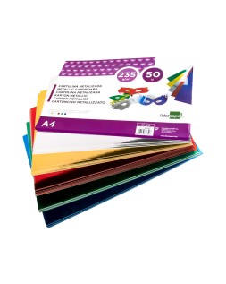 Cartulina liderpapel a4 235 g/m2 metalizada 5 colores surtidos paquete de 50 hojas