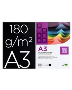 Cartulina liderpapel a3 180g/m2 negro paquete de 100 hojas