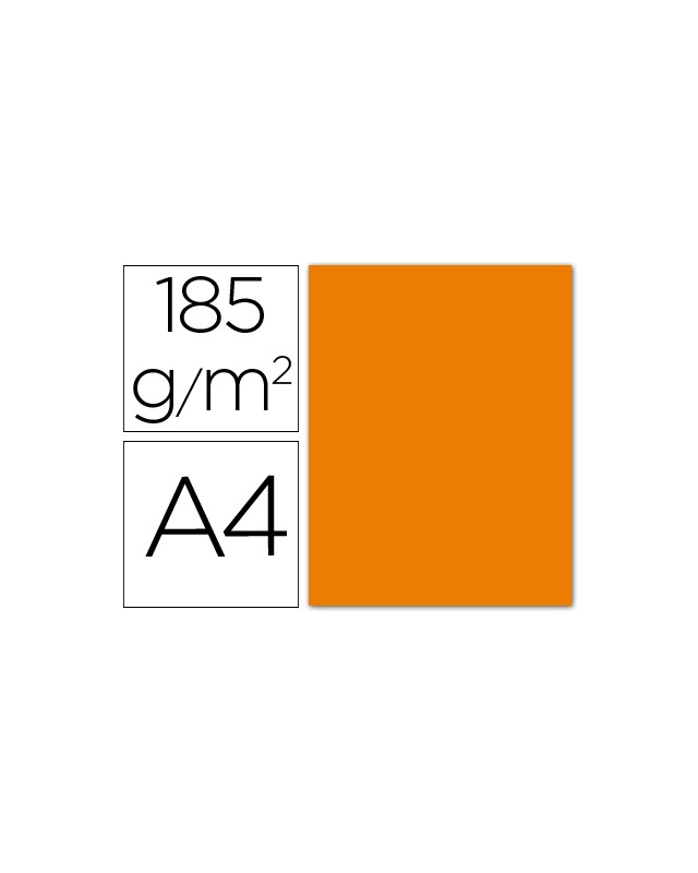 Cartulina guarro din a4 naranja 185 gr paquete 50 hojas