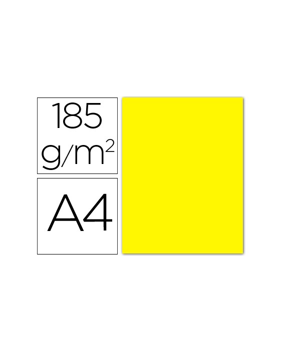 Cartulina guarro din a4 amarillo canario 185 gr paquete 50 hojas