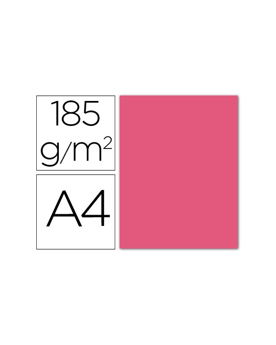 Cartulina guarro din a4 fucsia 185 gr paquete 50 hojas