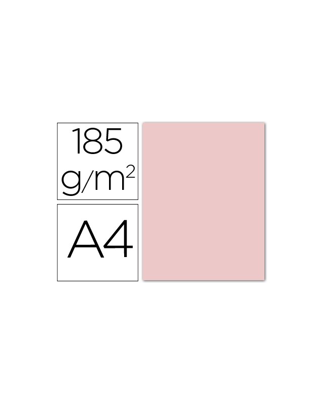 Cartulina guarro din a4 rosa 185 gr paquete 50 hojas