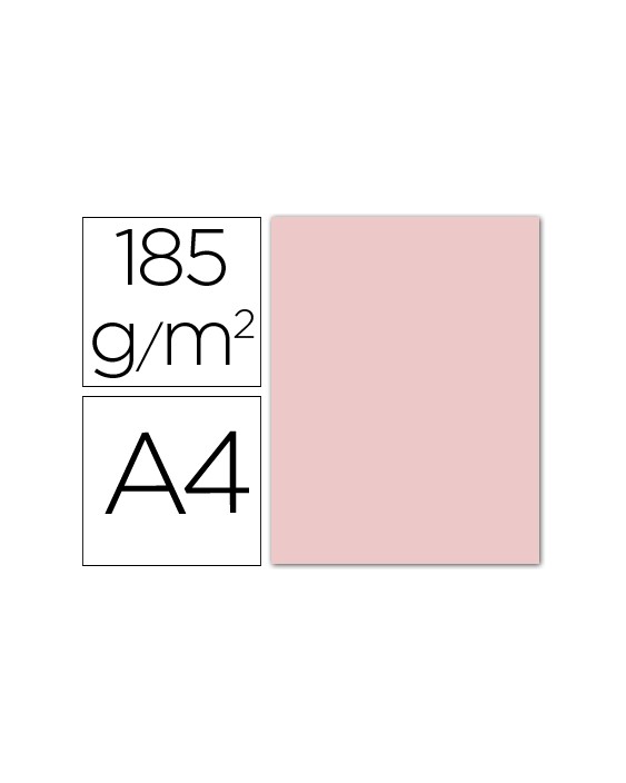 Cartulina guarro din a4 rosa 185 gr paquete 50 hojas
