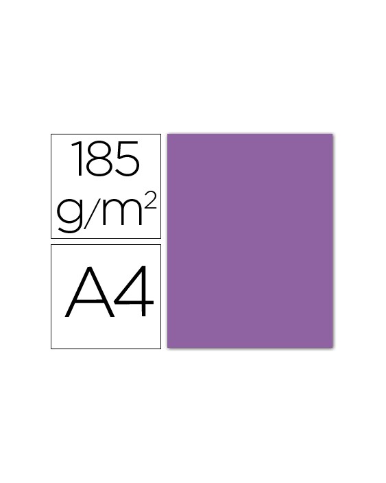 Cartulina guarro din a4 violeta 185 gr paquete 50 hojas