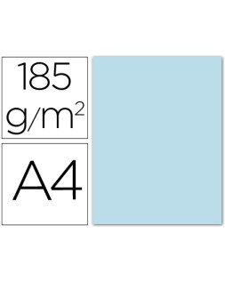 Cartulina guarro din a4 azul cielo 185 gr paquete 50 hojas