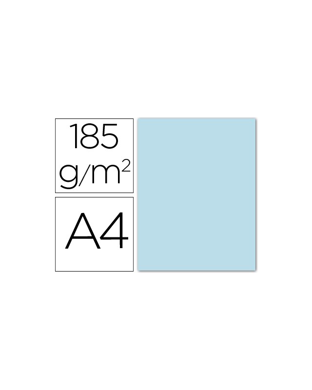 Cartulina guarro din a4 azul cielo 185 gr paquete 50 hojas