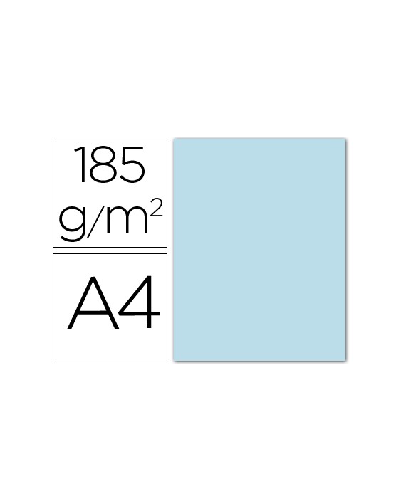 Cartulina guarro din a4 azul cielo 185 gr paquete 50 hojas