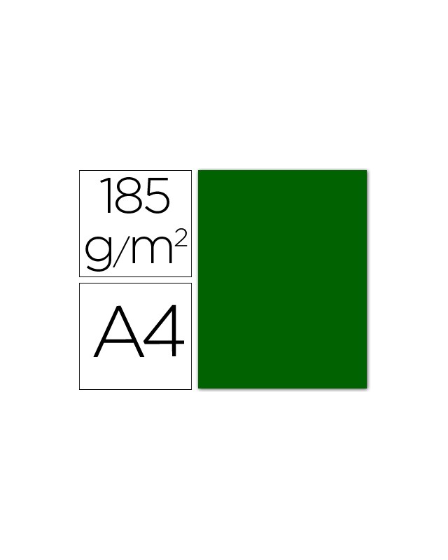 Cartulina guarro din a4 verde billar 185 gr paquete 50 hojas