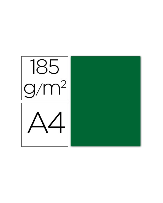 Cartulina guarro din a4 verde abeto 185 gr paquete 50 hojas