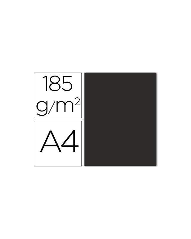Cartulina guarro din a4 negro 185 gr paquete 50 hojas