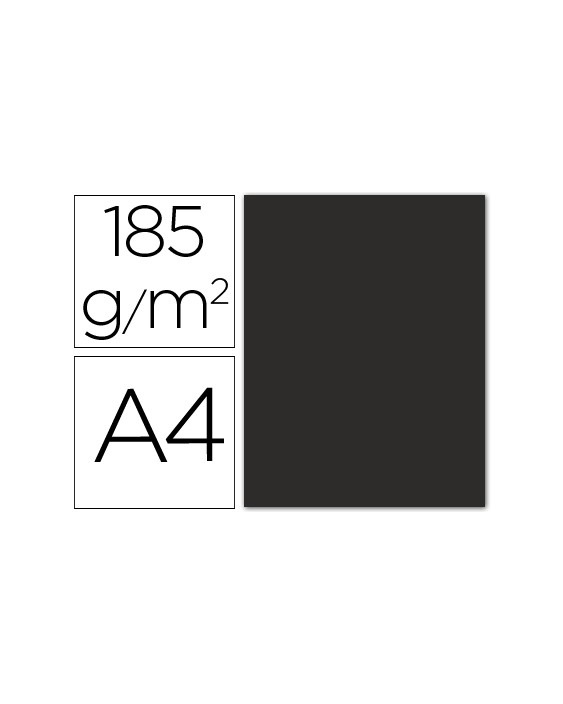 Cartulina guarro din a4 negro 185 gr paquete 50 hojas