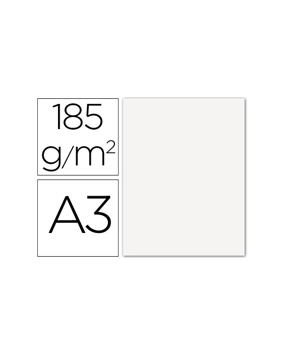 Cartulina guarro din a3 blanco 185 gr paquete 50 hojas