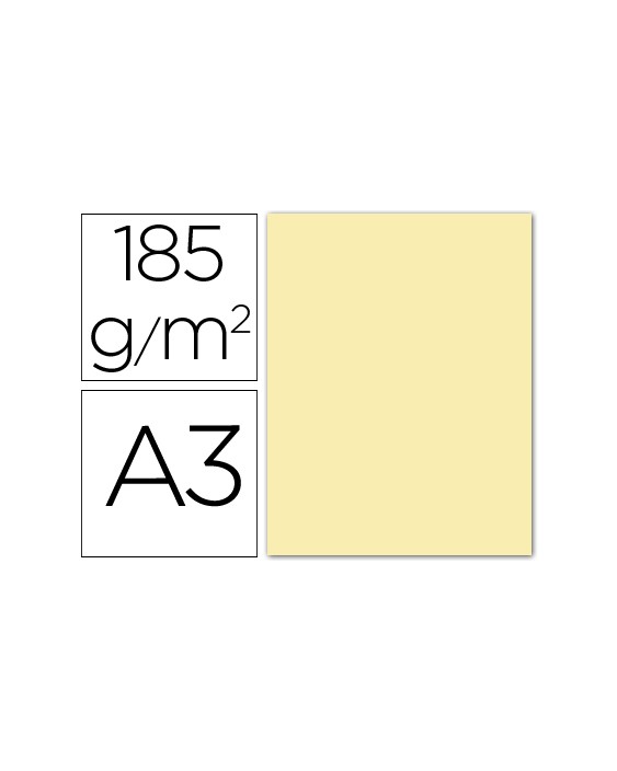 Cartulina guarro din a3 crema 185 gr paquete 50 hojas
