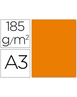 Cartulina guarro din a3 naranja 185 gr paquete 50 hojas