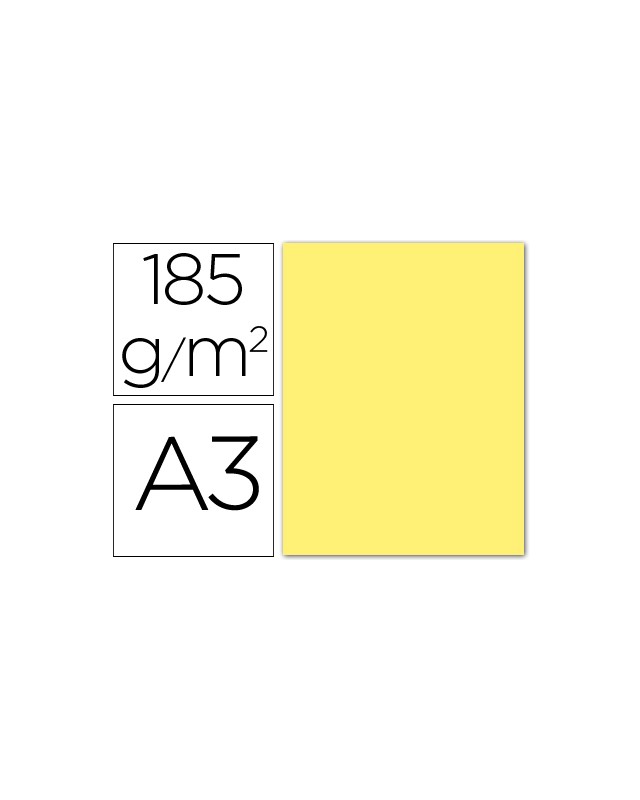 Cartulina guarro din a3 amarillo 185 gr paquete de 50 hojas