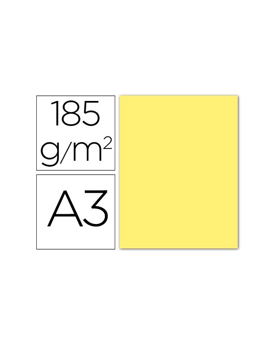 Cartulina guarro din a3 amarillo 185 gr paquete de 50 hojas