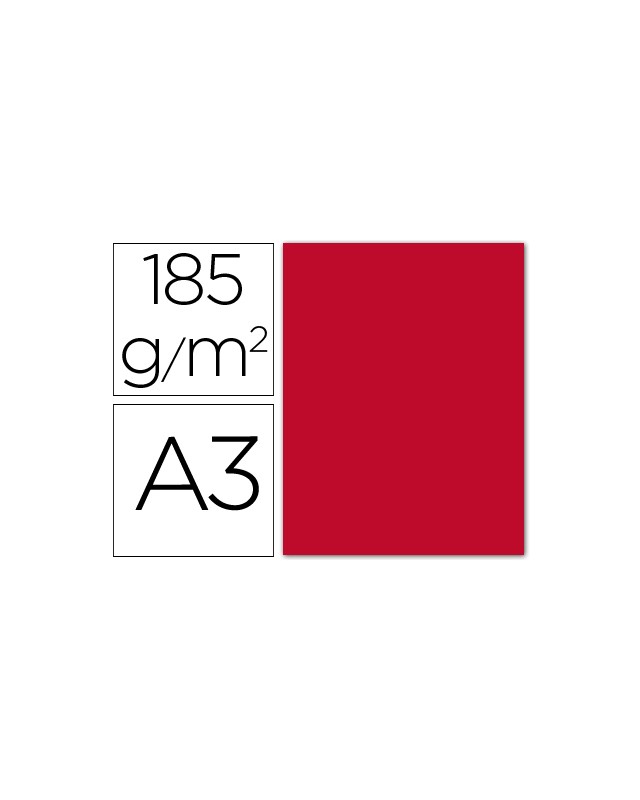 Cartulina guarro din a3 rojo 185 gr paquete 50 hojas