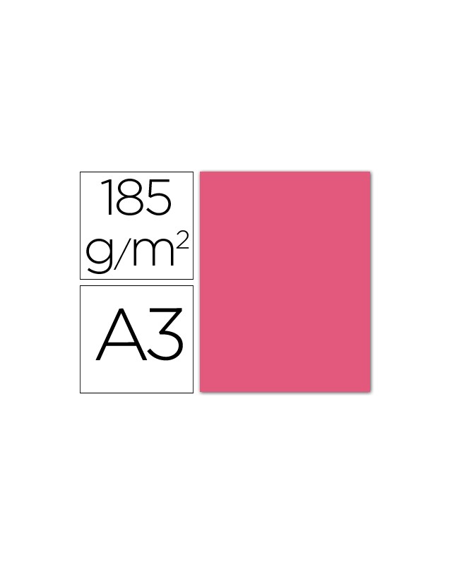 Cartulina guarro din a3 fucsia 185 gr paquete 50 hojas