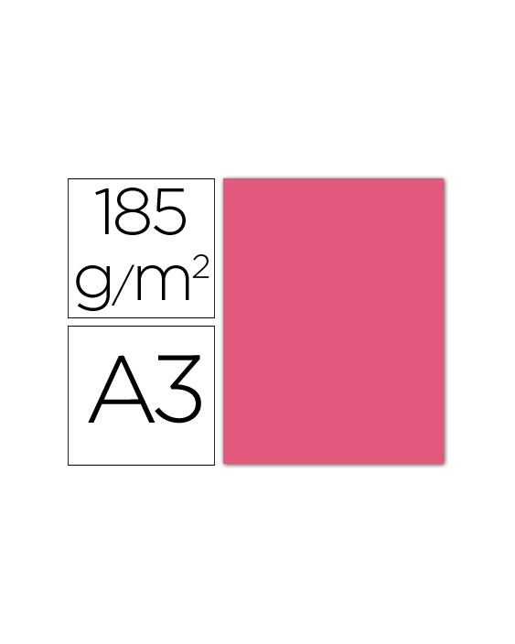 Cartulina guarro din a3 fucsia 185 gr paquete 50 hojas