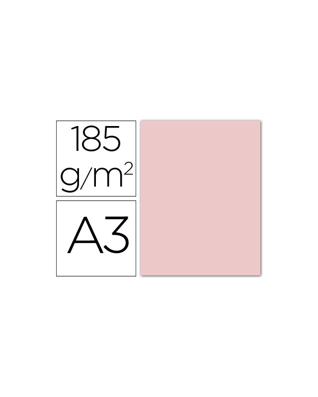 Cartulina guarro din a3 rosa 185 gr paquete 50 hojas