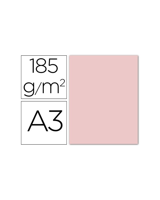 Cartulina guarro din a3 rosa 185 gr paquete 50 hojas