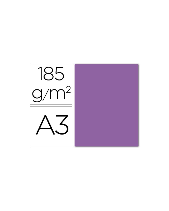 Cartulina guarro din a3 violeta 185 gr paquete 50 hojas