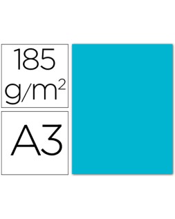 Cartulina guarro din a3 azul turquesa 185 gr paquete 50 hojas