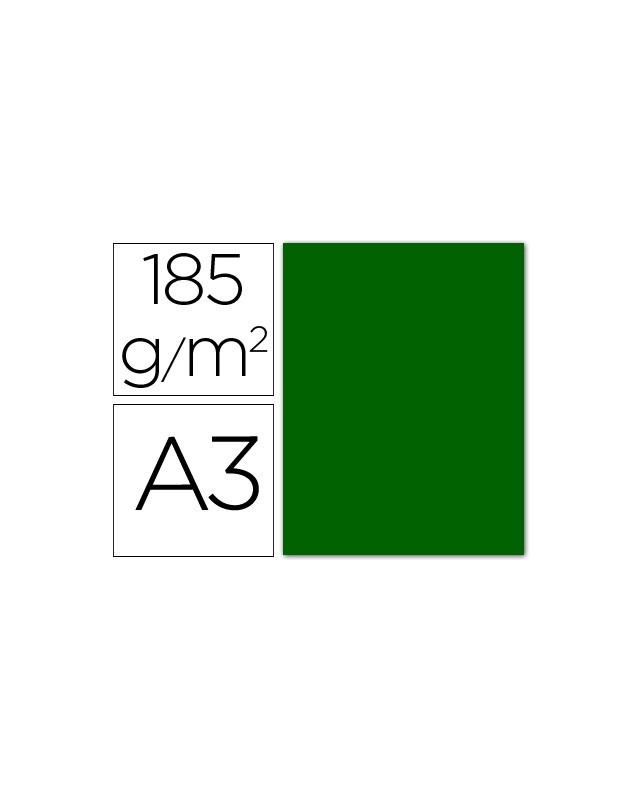Cartulina guarro din a3 verde billar 185 gr paquete 50 hojas