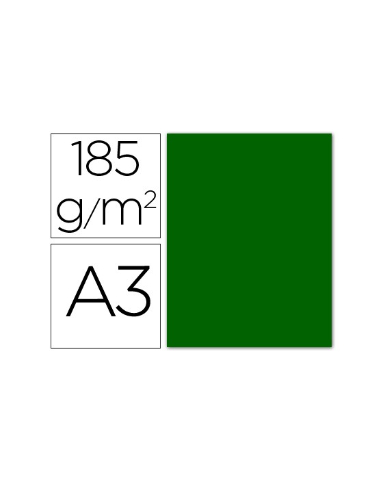 Cartulina guarro din a3 verde billar 185 gr paquete 50 hojas