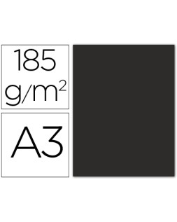 Cartulina guarro din a3 negro 185 gr paquete 50 hojas