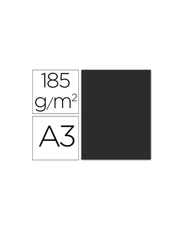 Cartulina guarro din a3 negro 185 gr paquete 50 hojas