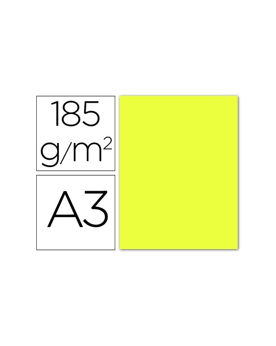 Cartulina guarro din a3 amarillo limon 185 gr paquete 50 hojas
