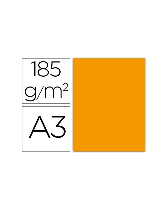 Cartulina guarro din a3 mandarina 185 gr paquete de 50 hojas