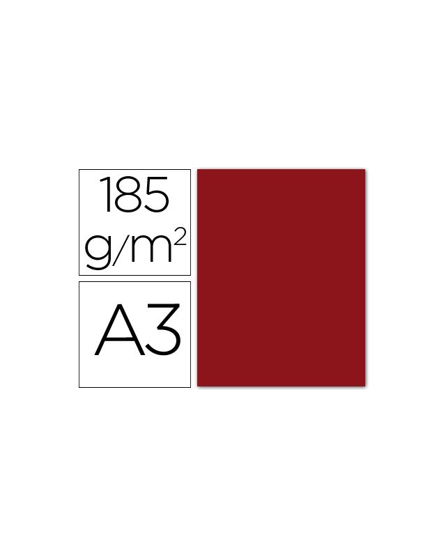 Cartulina guarro din a3 granate 185 gr paquete 50 hojas