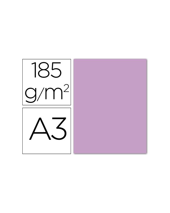 Cartulina guarro din a3 lila 185 gr paquete 50 hojas