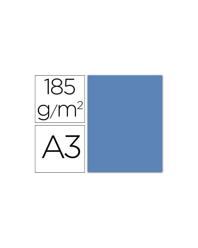 Cartulina guarro din a3 azul maldiva 185 gr paquete 50 hojas