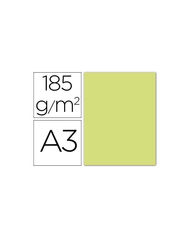 Cartulina guarro din a3 verde manzana 185 gr paquete 50 hojas
