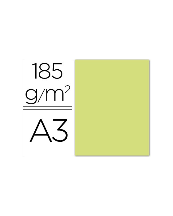 Cartulina guarro din a3 verde manzana 185 gr paquete 50 hojas