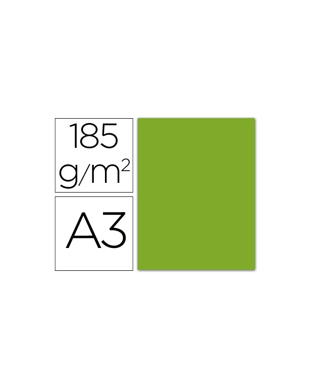 Cartulina guarro din a3 verde amazona 185 gr paquete 50 hojas