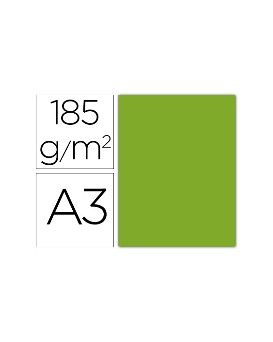 Cartulina guarro din a3 verde amazona 185 gr paquete 50 hojas