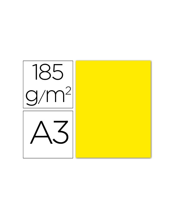 Cartulina guarro din a3 amarillo fluorescente 250 gr paquete 50 hojas