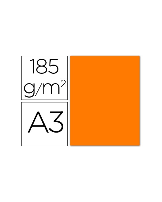 Cartulina guarro din a3 naranja fluorescente 250 grs paquete 50 hojas