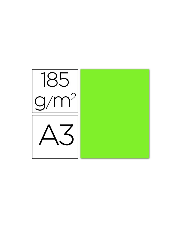 Cartulina guarro din a3 verde fluorescente 250 gr paquete 50 hojas