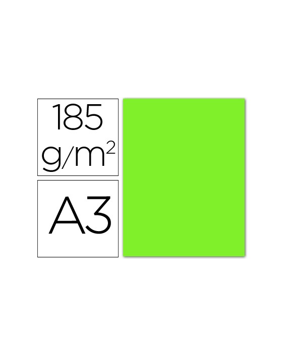 Cartulina guarro din a3 verde fluorescente 250 gr paquete 50 hojas