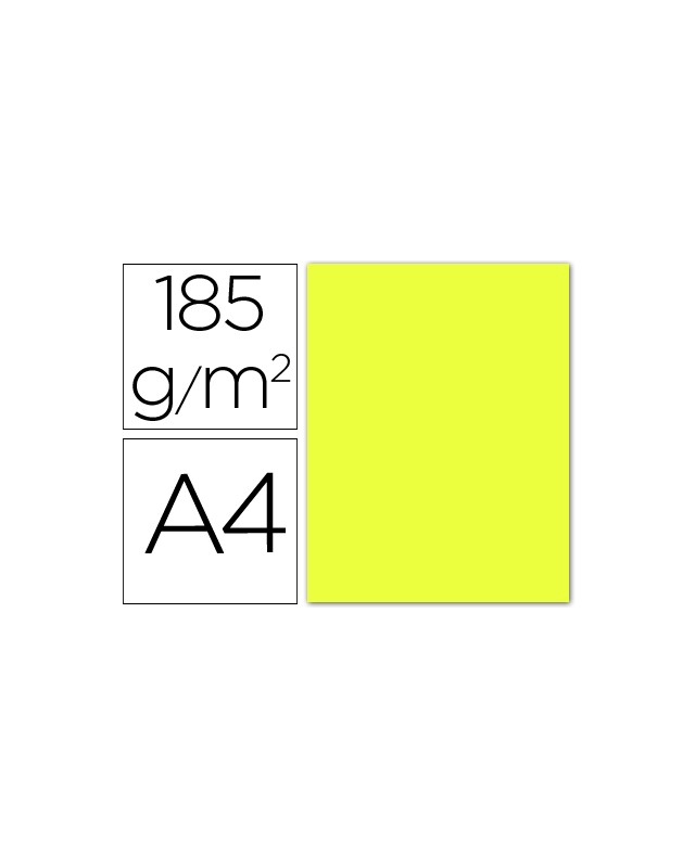 Cartulina guarro din a4 amarillo limon 185 gr paquete 50 hojas