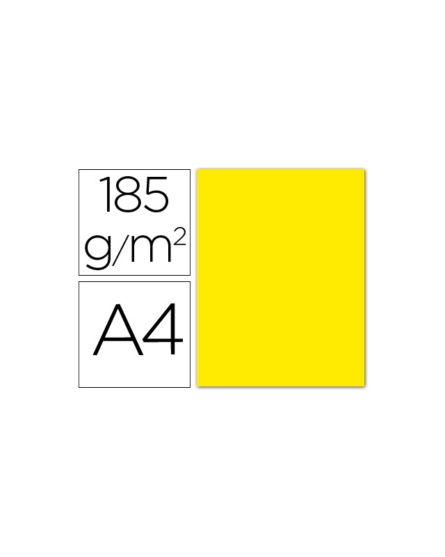 Cartulina guarro din a4 gualda 185 gr paquete 50 hojas