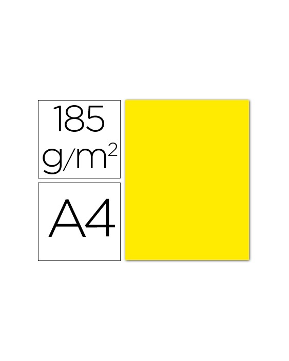 Cartulina guarro din a4 gualda 185 gr paquete 50 hojas